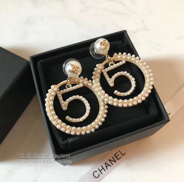 chanel耳環 5號數字 純銀針 圓環結合經典幸運數字 珍珠耳環  gzsc1434